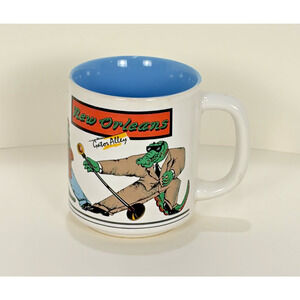 Vintage NEW ORLEANS Gator Alley Anthropomorphic Alligators Jazz 90s Mug